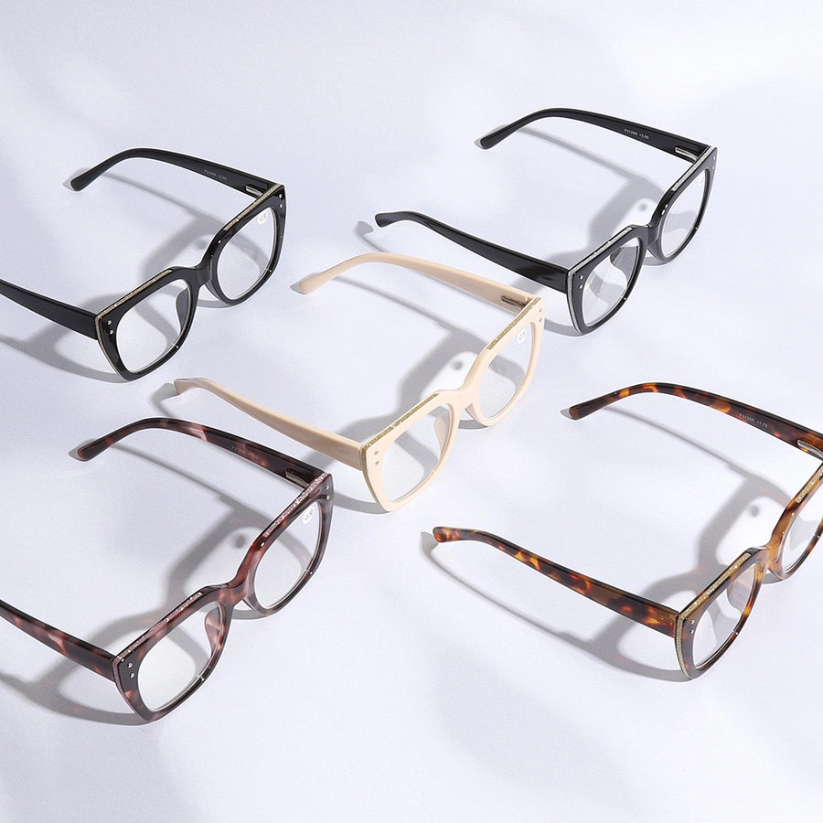 Women's Glitter Side Edge Wide Frame Reading Glasses