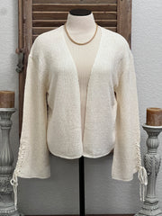 Lacy Braided Bell Sleeve Sweater Cardigan