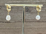 Gold Huggies with Pearl Drop Earrings