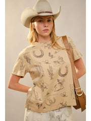 Giddy Up Western Printed Graphic Tee
