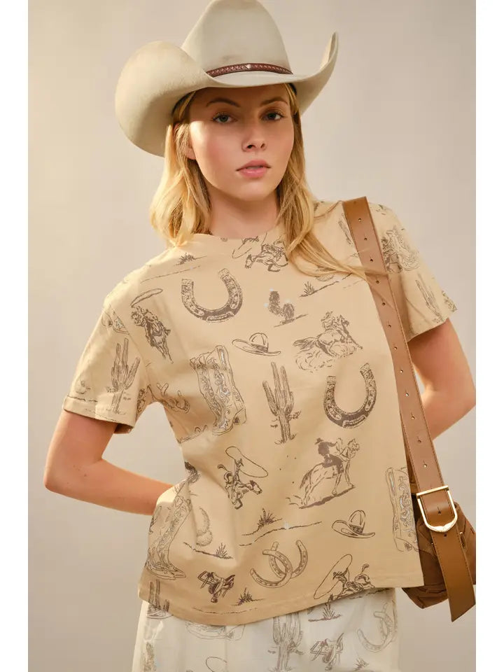 Giddy Up Western Printed Graphic Tee