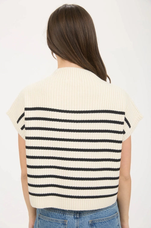 Charla Stripe Mock Neck Short Sleeve Sweater