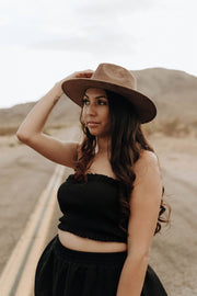 Vegan Suede Tear Drop Hat: Dark Taupe