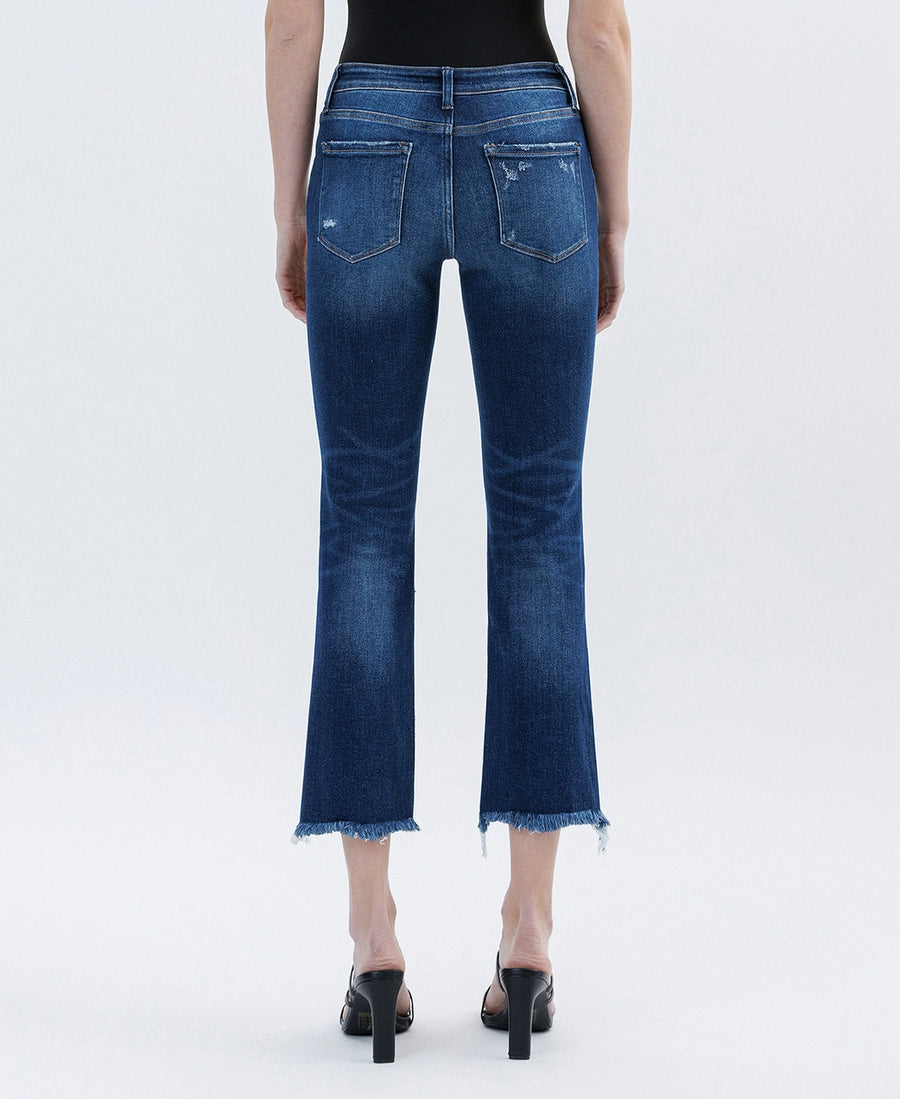 Low Rider Low-Rise Uneven Raw Hem Slim Straight Cropped Jeans
