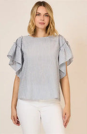 Coastal Riviera Striped Ruffle Top