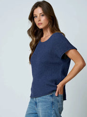 Perry Crew Neck Short Cap Sleeve Sweater