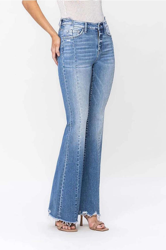 Groovy High Rise Panel Flare with Uneven Waist Jeans