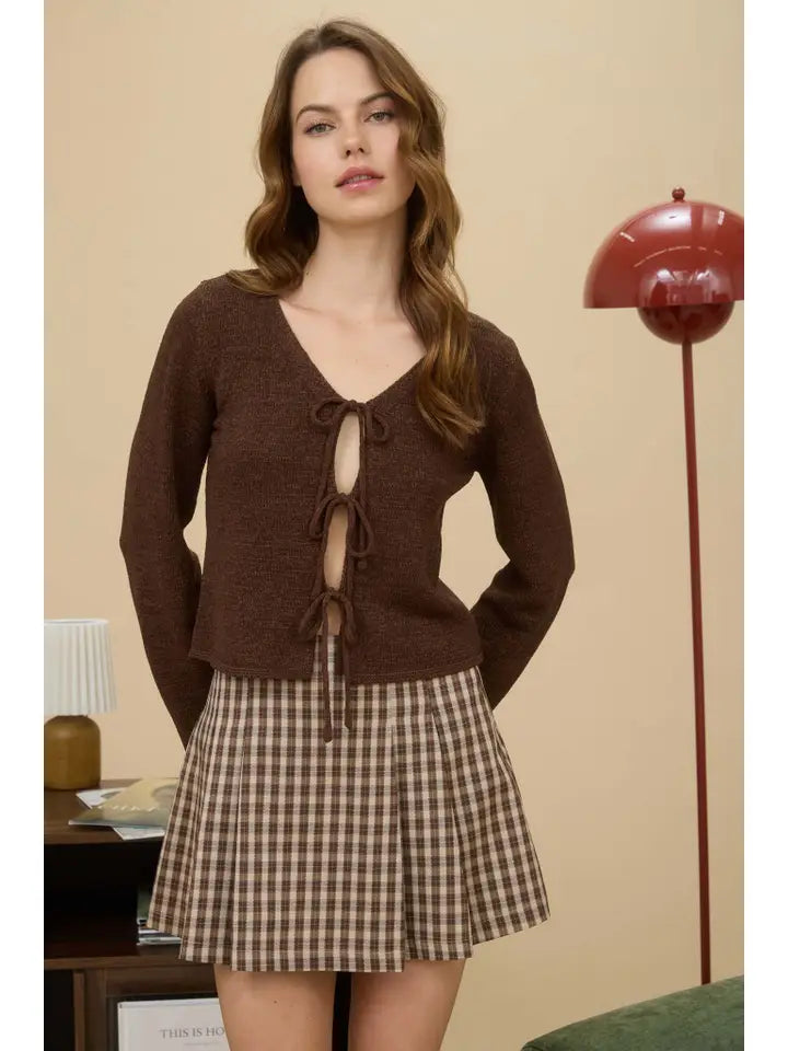 Ellen Three-Bow-Tie Front Cardigan