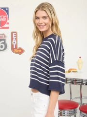 Chelsey Exposed Seam Striped Sweater Top