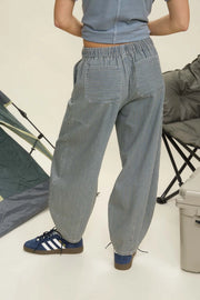 Conductor Vintage Washed Denim Mini Stripe Barrel Pants