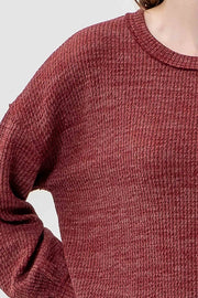 Twyla Drop Shoulder Long Sleeve Sweater Knit Top