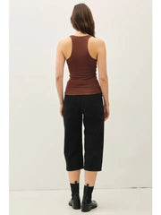 Nell V-Neck Racerback Basic Knit Tank Top