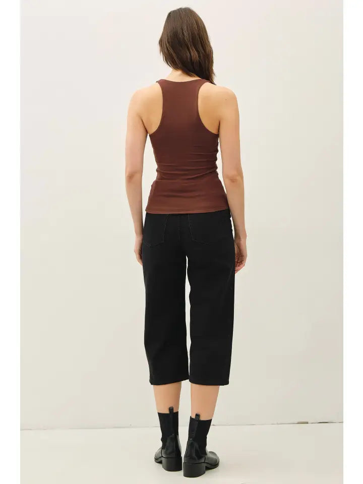 Nell V-Neck Racerback Basic Knit Tank Top