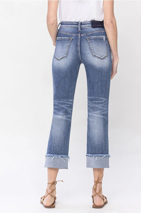 Roadie High Rise Straight Cropped Cuff Leg Jeans