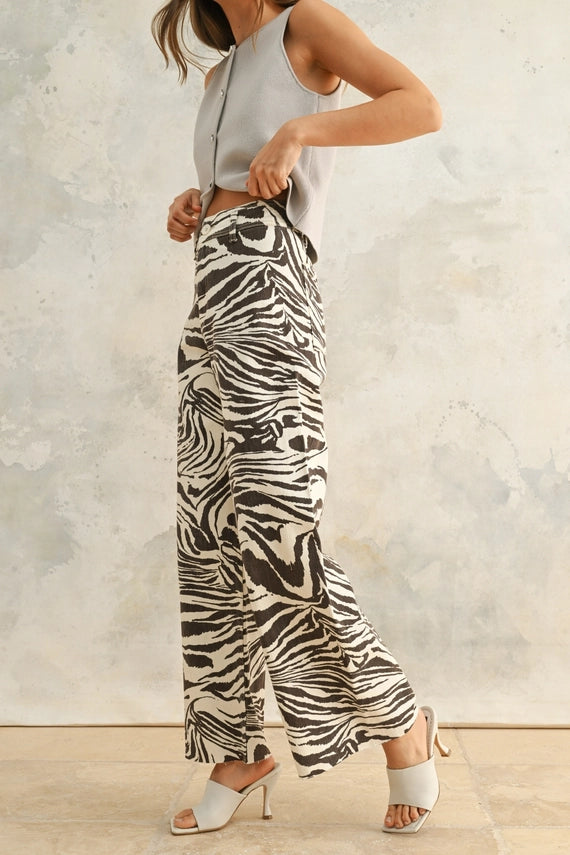 Zeb Zebra Print Wide Leg Pant