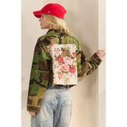 Camo-N-Roses Cropped Camo Printed Jacket
