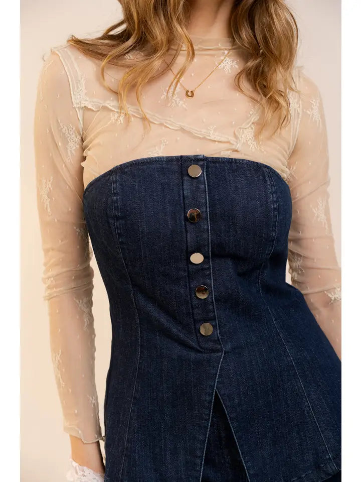 Not My First Rodeo Denim Bustier Top