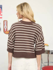 Chelsey Exposed Seam Striped Sweater Top