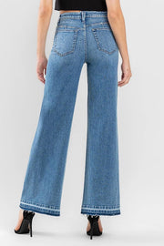 Elton Super High Rise Split Seam Distressed Wide Ankle Trouser Jeans