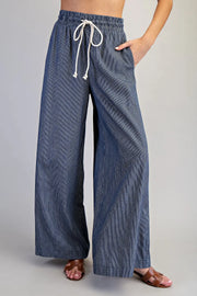 Lottie Pinstriped Tie Waist Wide Leg Pants