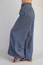 Lottie Pinstriped Tie Waist Wide Leg Pants