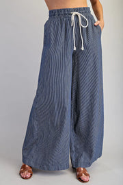 Lottie Pinstriped Tie Waist Wide Leg Pants