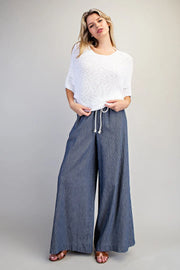 Lottie Pinstriped Tie Waist Wide Leg Pants