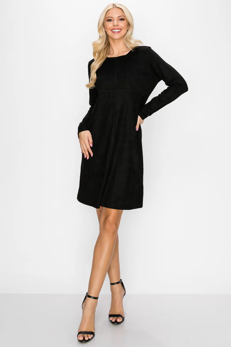 Aurora Suede Round Neck Dress