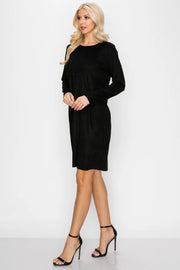 Aurora Suede Round Neck Dress