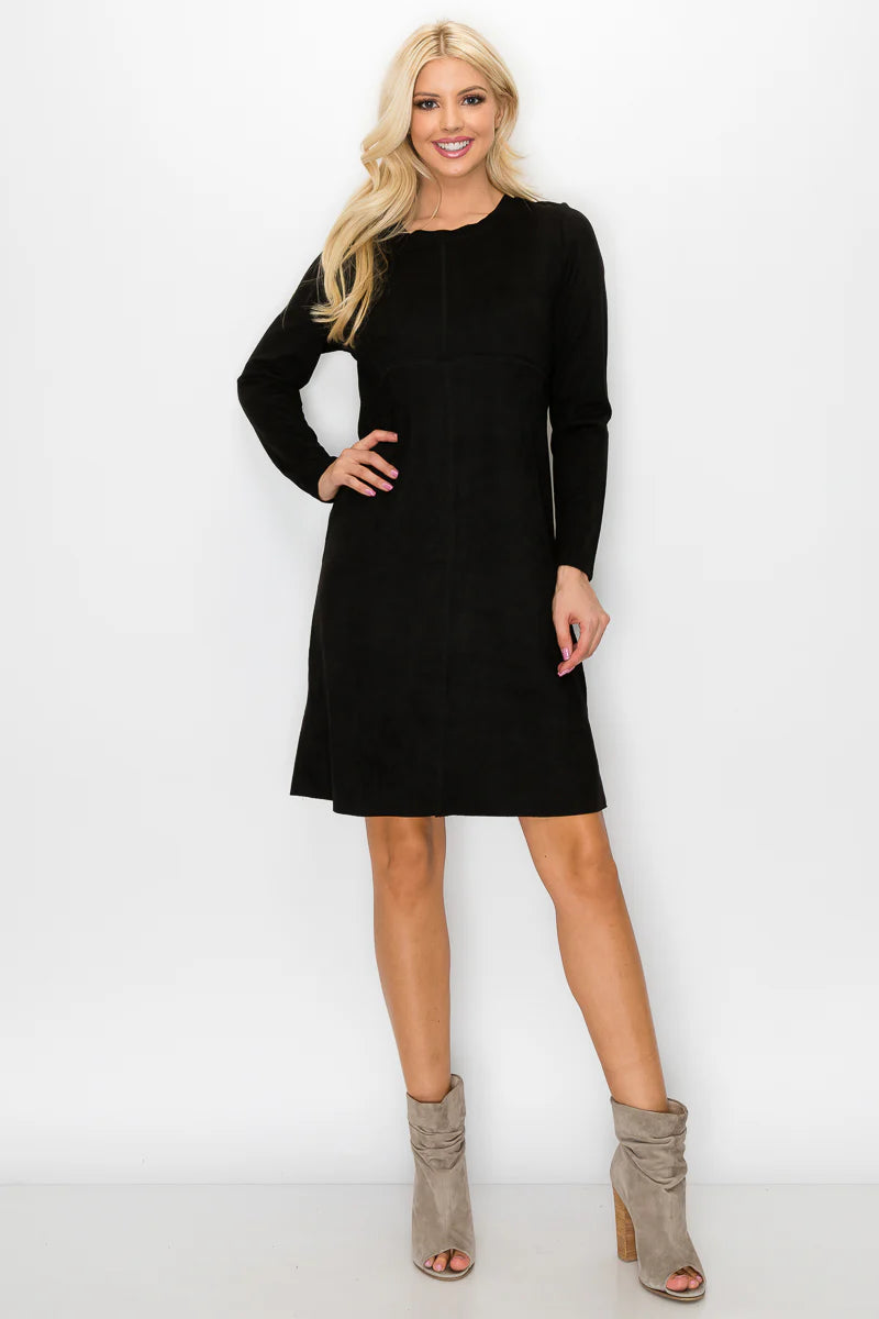 Aurora Suede Round Neck Dress