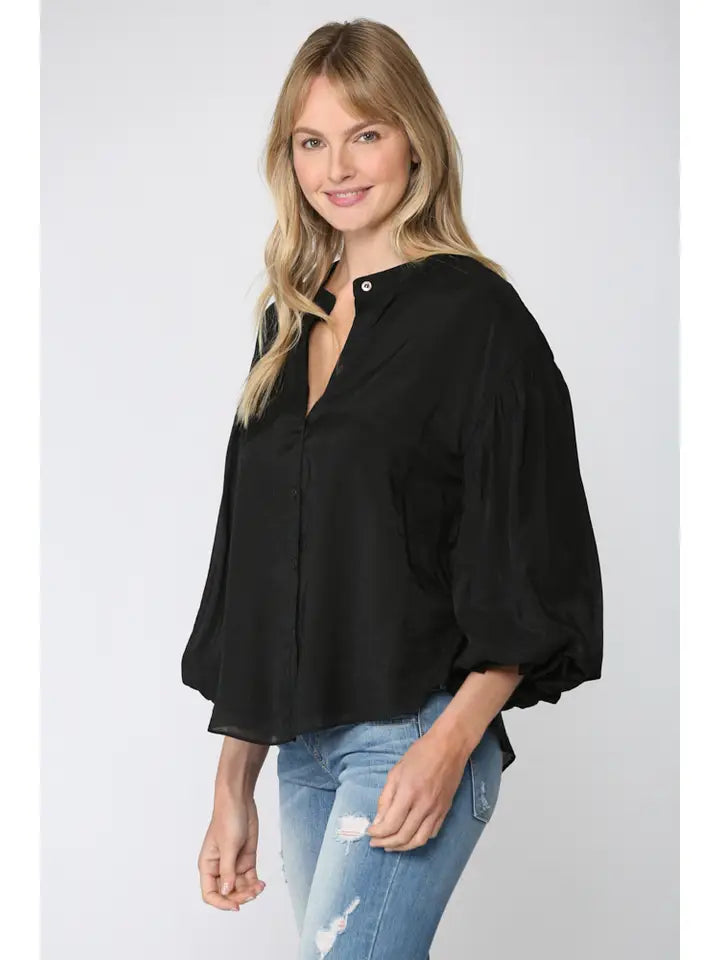 Elodie Puff Sleeve Button Down Shirt Blouse