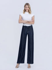 Dark Lady High Rise Front Seam Wide Leg Cozy Jeans
