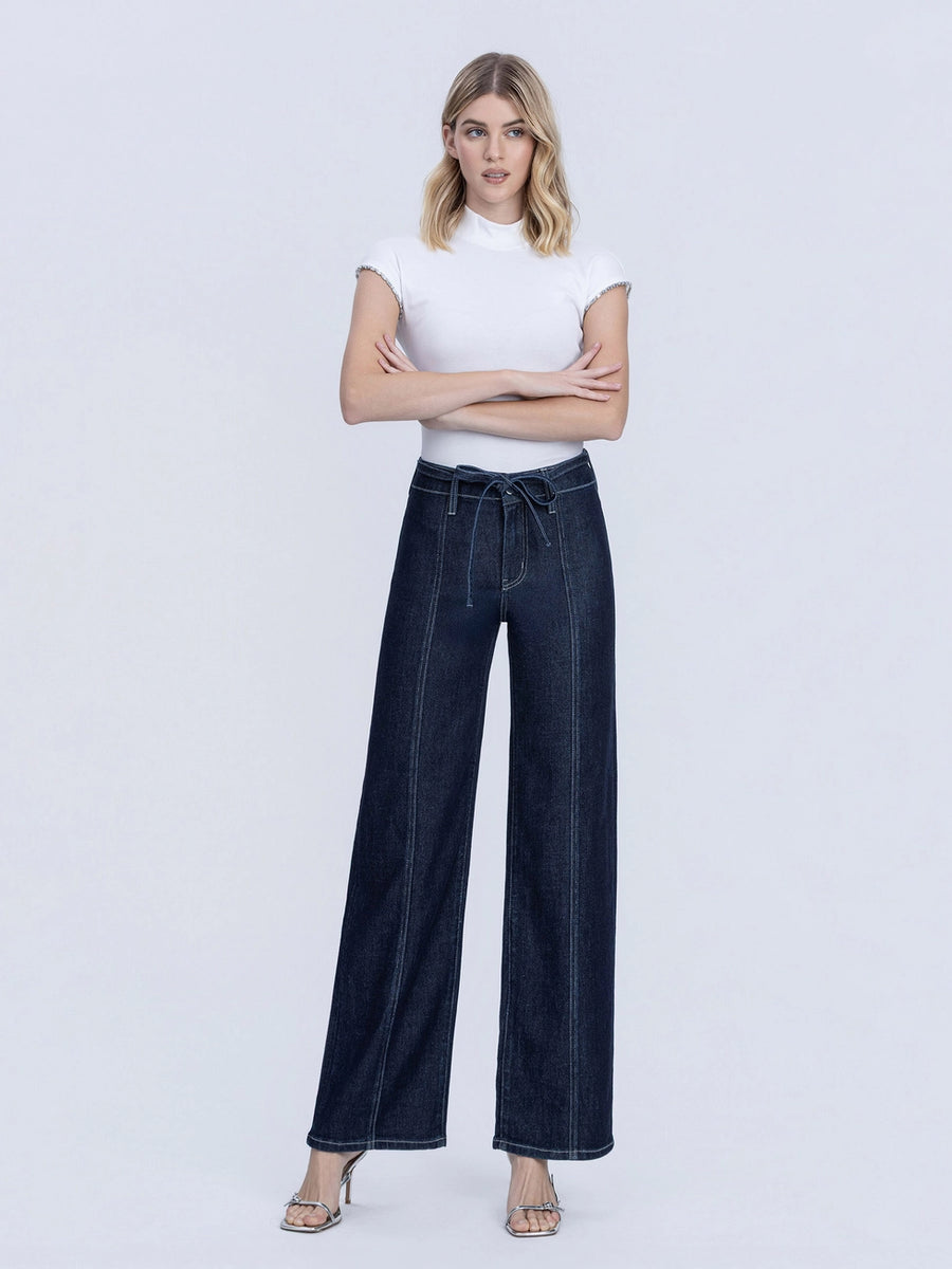 Dark Lady High Rise Front Seam Wide Leg Cozy Jeans