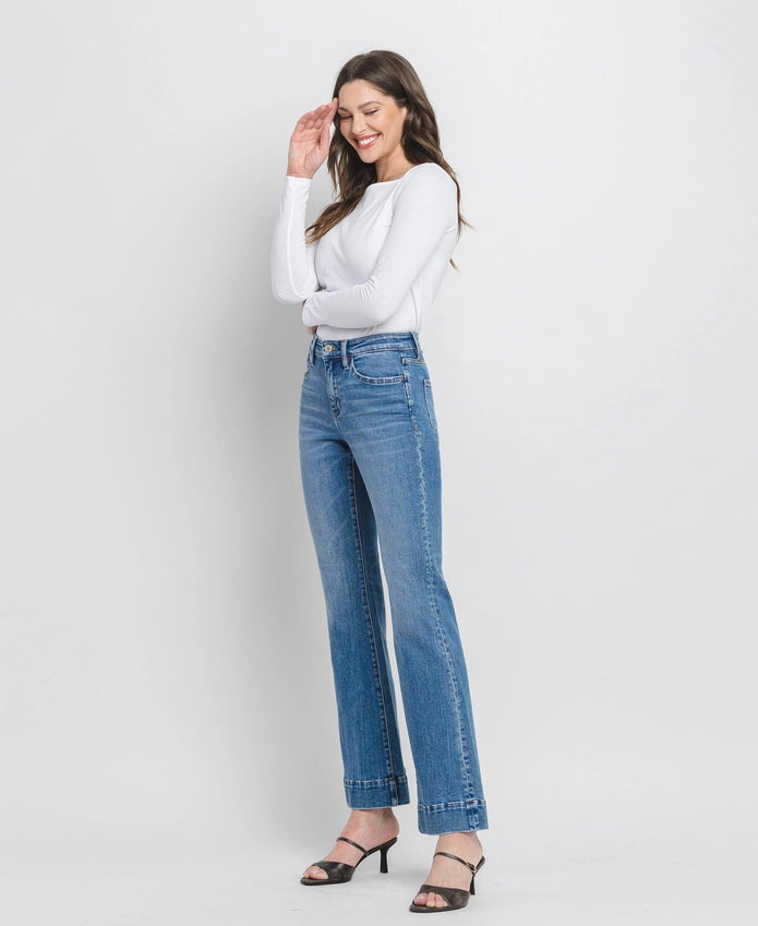 Gambler High Rise Trouser Hem Relaxed Flare Jeans