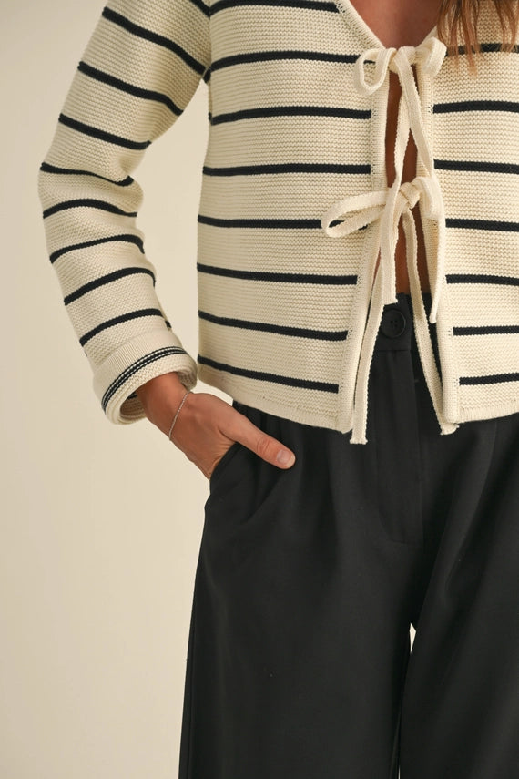 Celine Tie-Front Knit Sweater Cardigan