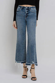 Poison Super High Rise Wide Leg Destroyed Crop Jeans