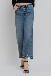 Poison Super High Rise Wide Leg Destroyed Crop Jeans