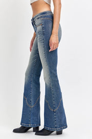 Wild West Mid Rise Western Stitch Super Flare Jeans