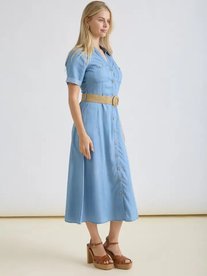 Calamity Jane Collared Button Front Midi Dress