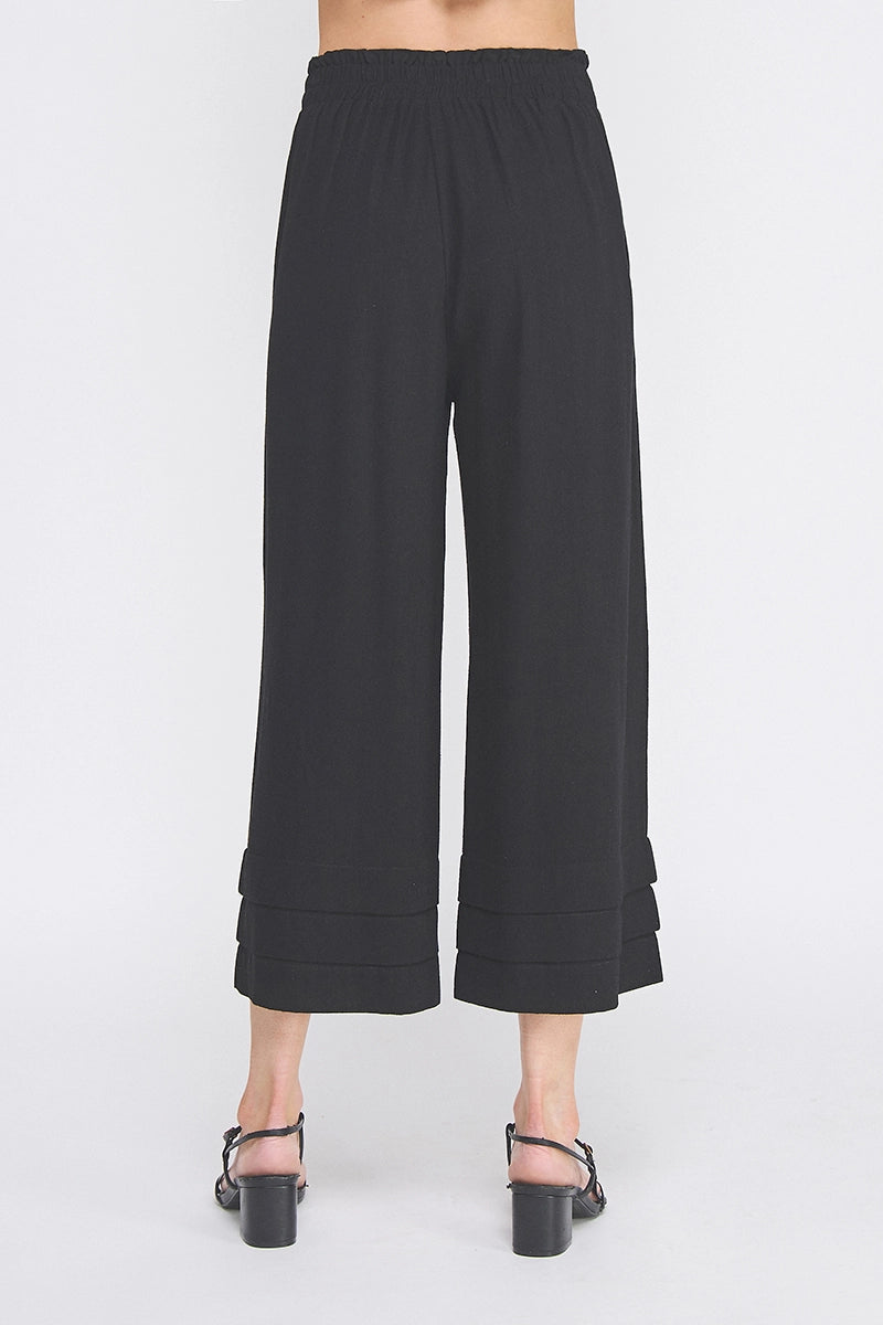 Cressy Wide Leg Tiered Hem Linen Pant