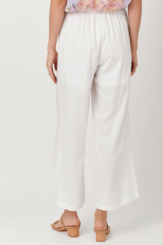 Pamela Drawstring Waist Linen Wide Leg Pants