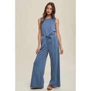 Marlene Sleeveless Wide Leg Drawstring Jumpsuit