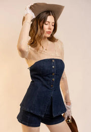Not My First Rodeo Denim Bustier Top