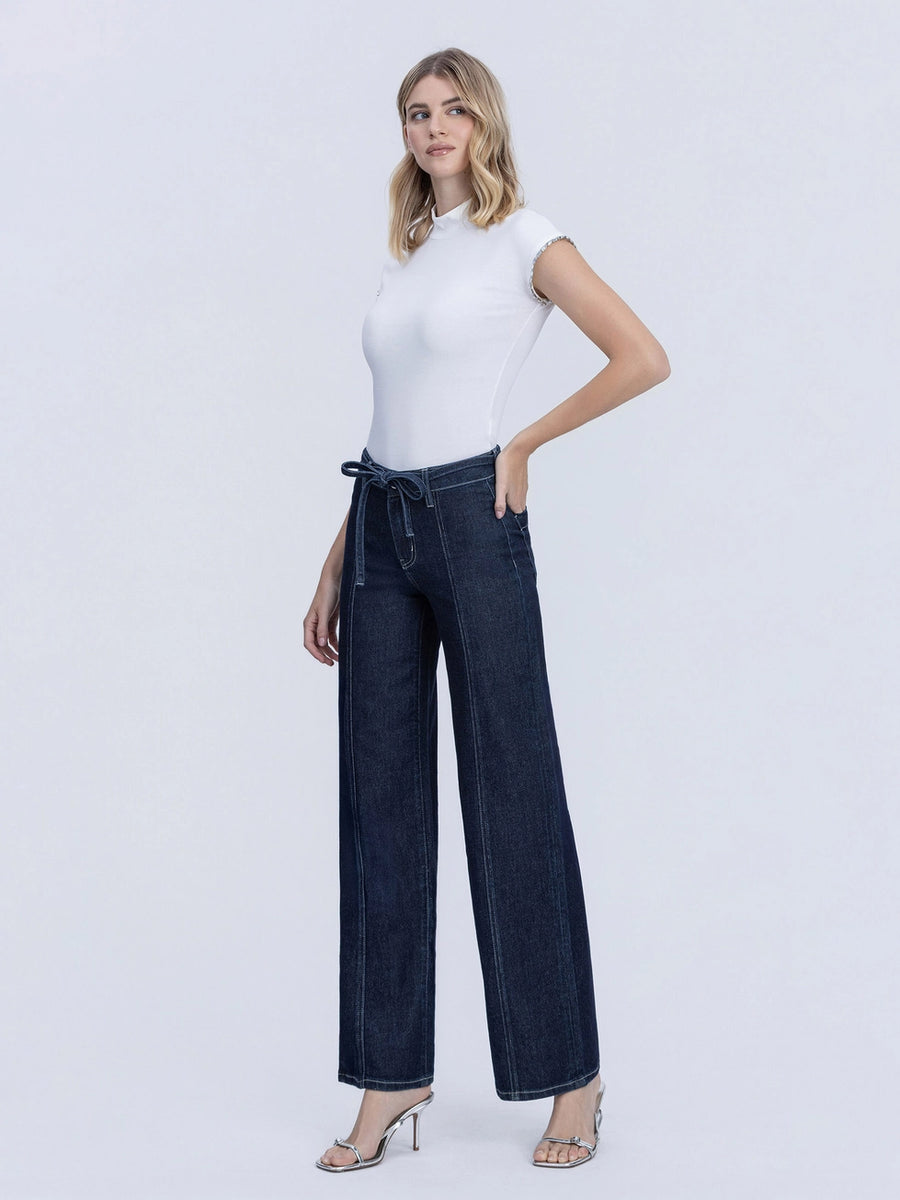 Dark Lady High Rise Front Seam Wide Leg Cozy Jeans
