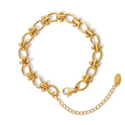 18K Gold Plated Waterproof Stainless Steel Chain Link Charm Bracelet Collection