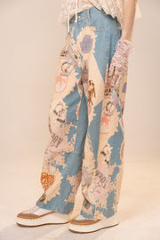 Cowgirls Don't Cry Mid Rise Western Motif Loose Barrel Jeans