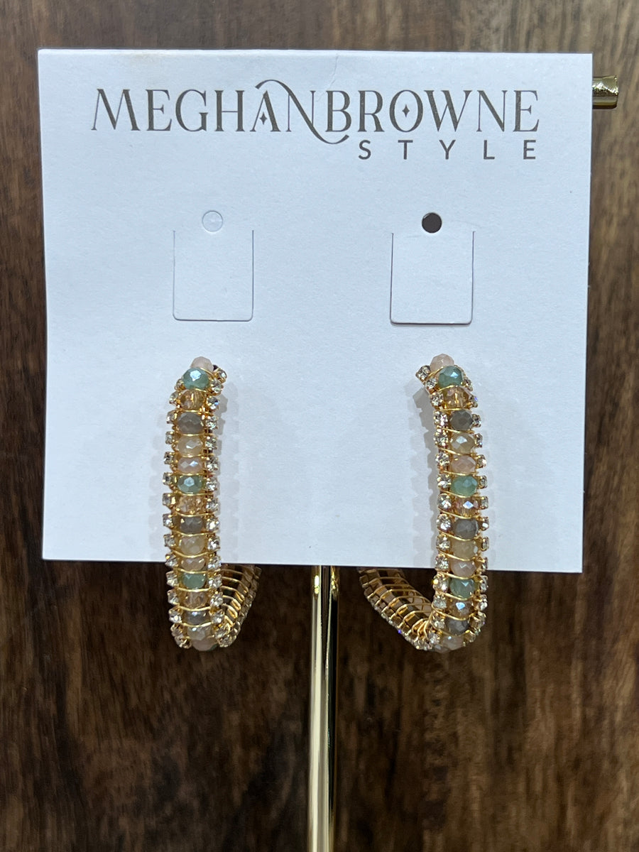 Meghan Browne Walter Light Multi Beaded Drop Hoop Earrings