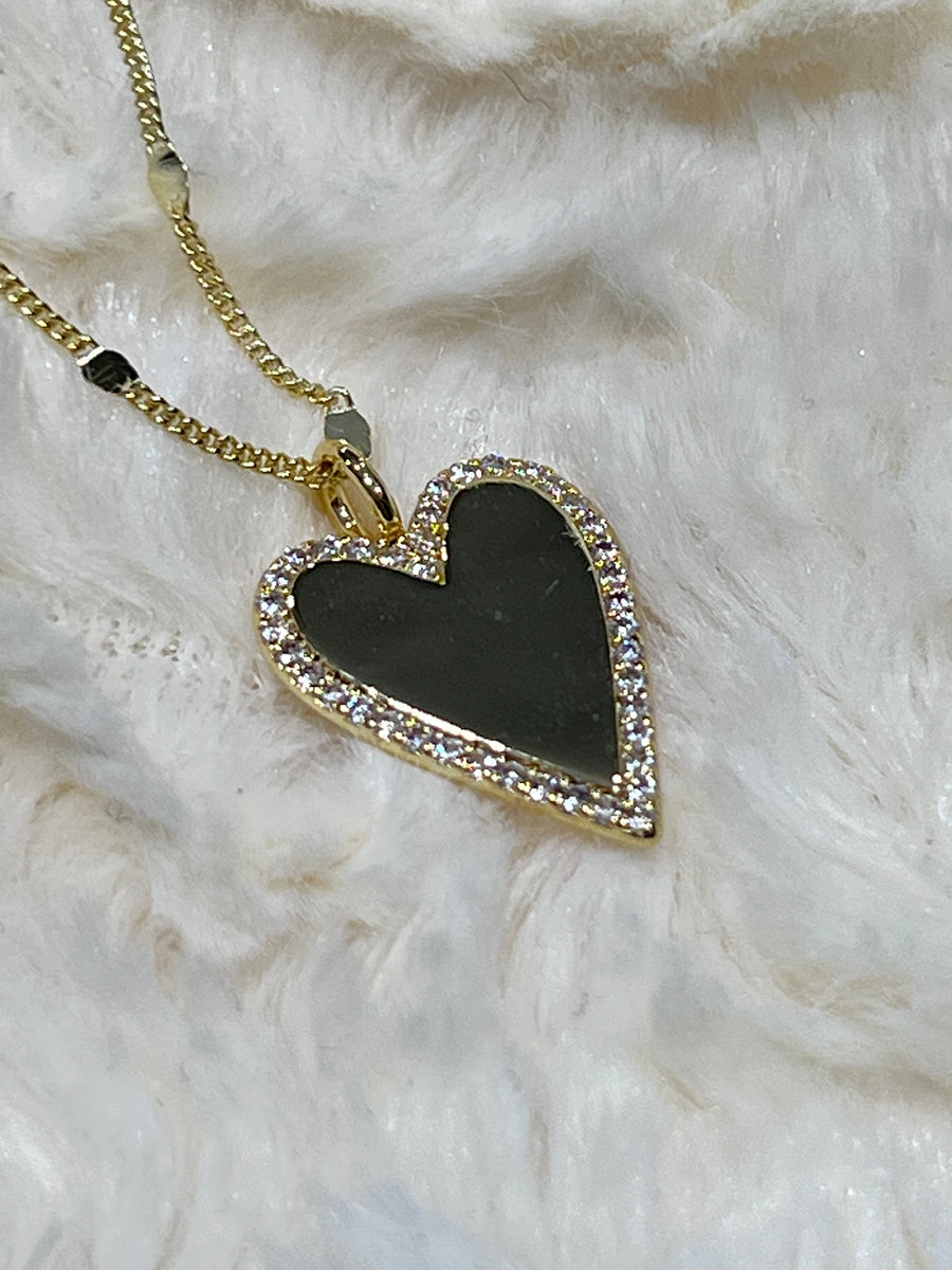 Crystal Accent Gold Heart Necklace