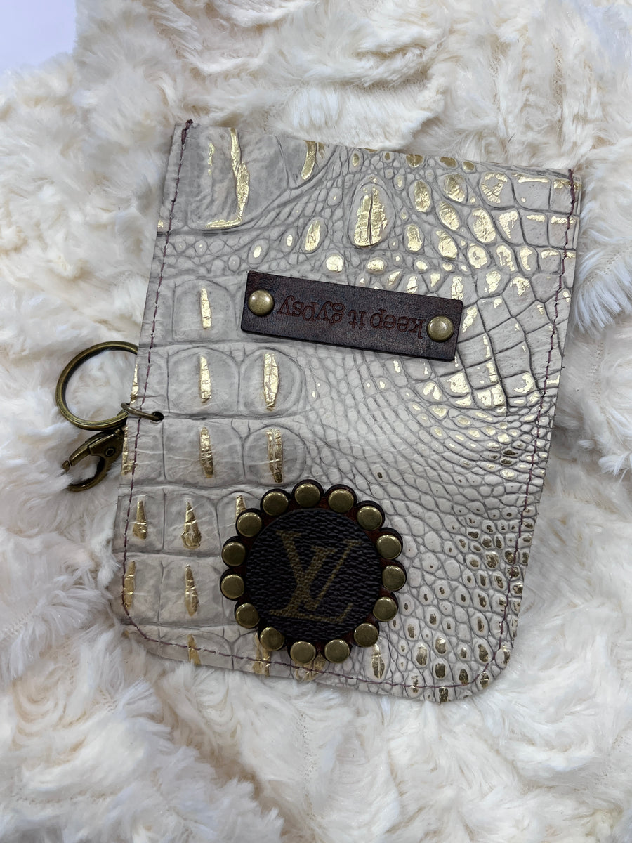 Dolly Card Case Wallet with LV Upcycled Nail-head Medallion Accent Logo