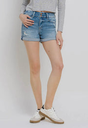 Vervet High Rise Double Button Cuffed Shorts